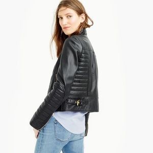 J Crew Standing Collar Leather Jacket